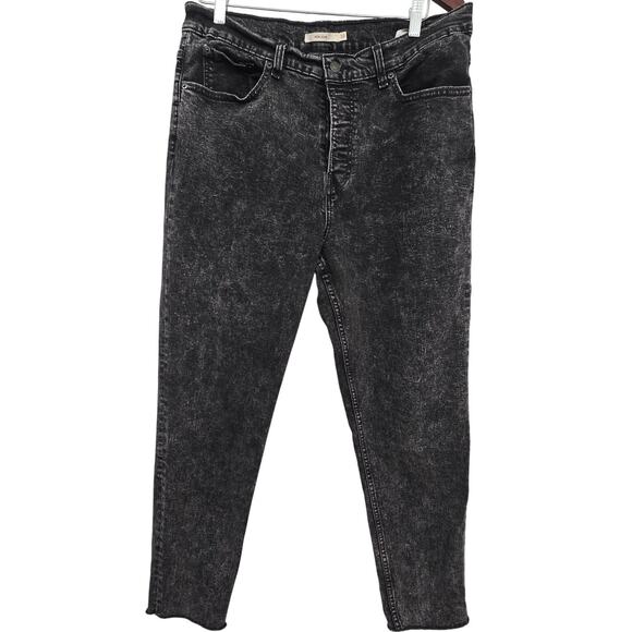 Levi's Denim - Levi’s High Waisted Mom Jeans Black Acid Wash Raw Hem Straight Leg 32 Y2K Grunge